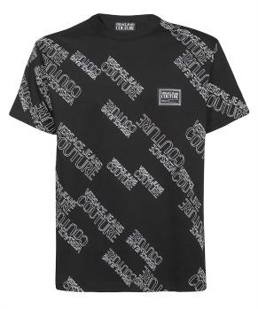Versace | VERSACE JEANS 男士黑色棉质半袖T恤 72GAH6R3-JS043-899商品图片,满$100享9.5折, 满折