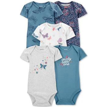 Carter's | Baby Girls 5-Pk. Printed Short-Sleeve Bodysuits 6折, 独家减免邮费