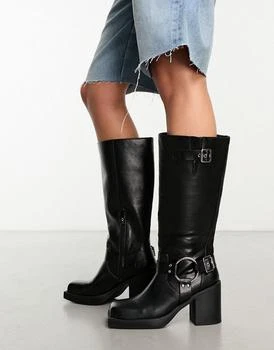 推荐Daisy Street harness knee boots in black商品