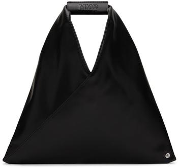 商品Black Faux-Leather Mini Triangle Tote图片