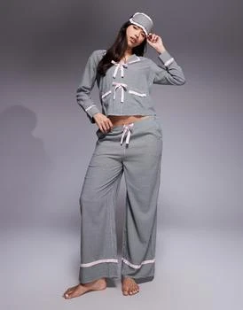 River Island | River Island gingham frill collar pyjama set in black,商家ASOS,价格¥431