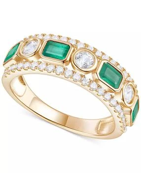 Macy's | Emerald (3/4 ct. t.w.) & Diamond (3/4 ct. t.w.) Band in 14k Gold (Also in Ruby & Sapphire),商家Macy's,价格¥9029