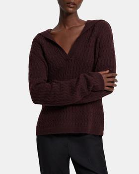 Theory | Cable Knit Polo Sweater in Felted Wool-Cashmere商品图片,3折