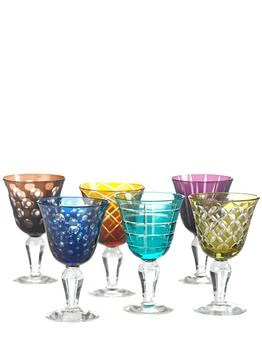 POLSPOTTEN | Set Of 6 Cutting Multicolor Wine Glasses,商家LUISAVIAROMA,价格¥1313