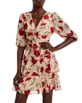 AQUA | Floral Print Tiered Dress商品图片,4.5折×额外7.5折, 额外七五折