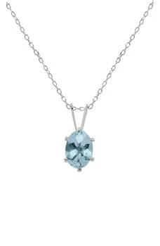 Savvy Cie Jewels | Sterling Silver Oval Aquamarine Pendant Necklace 2.3折