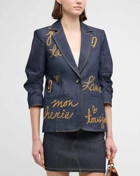 Cinq a Sept | Khloe L'amour Embroidered Denim Blazer,商家Neiman Marcus,价格¥4110