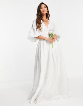 推荐ASOS EDITION Winnie pleat waist wedding dress in textured floral商品