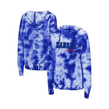 Colosseum | Women's Royal Kansas Jayhawks Shavonee Tie-Dye Pullover Hoodie商品图片,