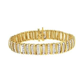 Haus of Brilliance | 10K Yellow Gold over .925 Sterling Silver 5.0 Cttw Diamond S Shaped Wave Link Two Tone 7” Tennis Bracelet,商家Premium Outlets,价格¥11739