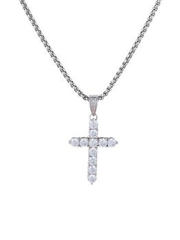 商品Darkai | 18K White Gold-Plated & Cubic Zirconia Cross Pendant Necklace,商家Saks Fifth Avenue,价格¥1520图片