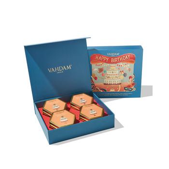 商品Vahdam Teas | Happy Birthday Assorted Loose Leaf Tea Gift Set, 4 Piece,商家Macy's,价格¥308图片