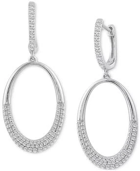 Macy's | Diamond Pavé Oval Drop Earrings (1/2 ct. t.w.) in 14k White Gold,商家Macy's,价格¥15422