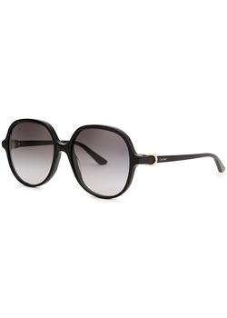 推荐Signature C De Cartier black round-frame sunglasses商品