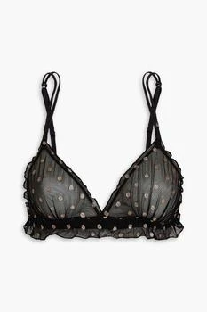 LOVE STORIES | Glittered polka-dot stretch-mesh triangle bra,商家THE OUTNET US,价格¥93