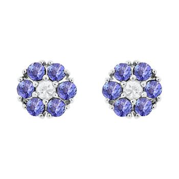 商品Macy's | Tanzanite (1 ct. t.w.) & White Sapphire (1/6 ct. t.w.) Stud Earrings in 14k White Gold,商家Macy's,价格¥1774图片