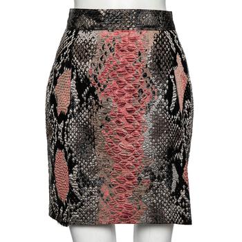 [二手商品] Gucci | Gucci Multicolor Metallic Knit Textured Snakeskin Printed Mini Skirt M商品图片,2.6折