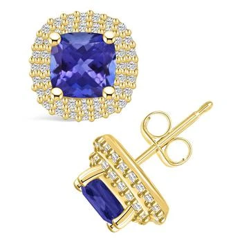 Macy's | Tanzanite (2 Ct. t.w.) and Diamond (3/8 Ct. t.w.) Halo Stud Earrings,商家Macy's,价格¥36803