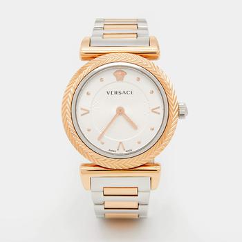 Versace | Versace Silver Two Tone Stainless Steel V-Motif VERE00718 Women's Wristwatch 35 mm商品图片,5.6折