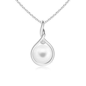 商品Megan Walford | Sterling Silver White Round Pearl with Cubic Zirconia Pendant Necklace,商家Jomashop,价格¥413图片