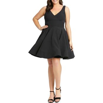 Mac Duggal Women's Plus Size Sleeveless V-Neck Fit & Flare Mini Dress product img
