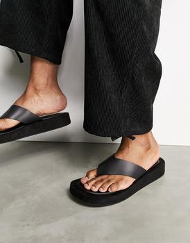 ASOS | ASOS DESIGN flip flop on angular wedge sole in black商品图片,5.3折