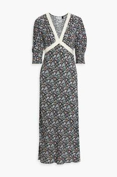 Rixo | Gemma crochet-trimmed floral-print crepe midi dress 5.0折