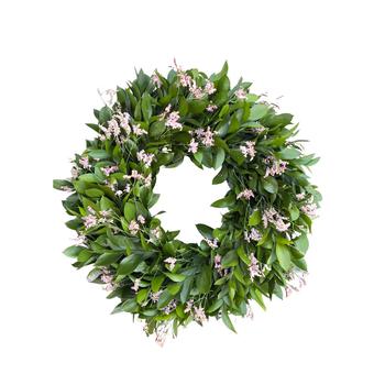 商品Real Ruscus, Misty Limonium Fresh Spring Wreath, 20"图片