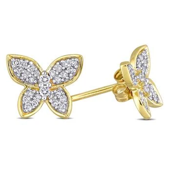 Mimi & Max 1/5ct TDW Diamond Butterfly Stud Earrings in 10k Yellow Gold