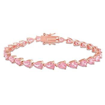 商品Mimi & Max | 13 1/2 CT TGW Pear Shape Created Pink Sapphire Tennis Bracelet in Rose Plated Sterling Silver,商家Premium Outlets,价格¥408图片