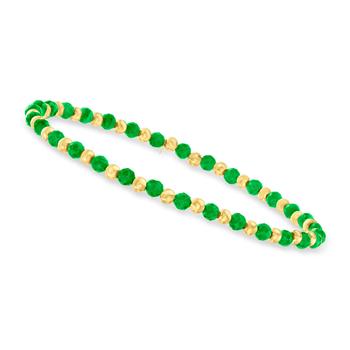 商品Canaria Fine Jewelry | Canaria Emerald Bead Stretch Bracelet in 10kt Yellow Gold,商家Premium Outlets,价格¥644图片