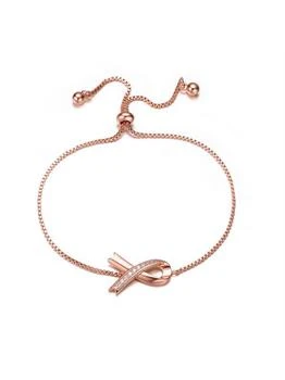 Rachel Glauber | Stunning Teens/Young Adults 18K Rose Gold Plated Ribbon Charm Adjustable Bracelet,商家Verishop,价格¥416
