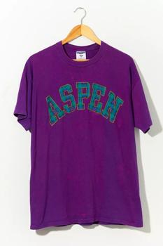 推荐Vintage 1990s Distressed Spell Out Purple Graphic T-Shirt商品
