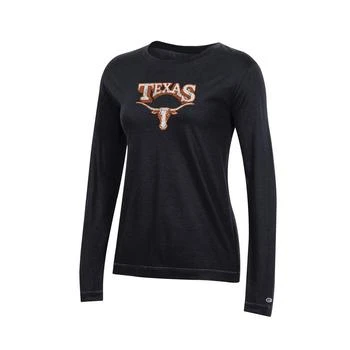 CHAMPION | Women's Black Texas Longhorns Vault Logo Long Sleeve V-Neck T-shirt 7.5折
