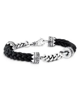 King Baby | Men's Sterling Silver Men's Double Chain & Leather Bracelet,商家Bloomingdale's,价格¥3552