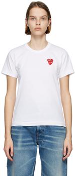 Comme des Garcons | White & Red Layered Heart T-Shirt商品图片,独家减免邮费
