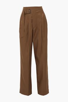 推荐Belted metallic wool-blend twill straight-leg pants商品