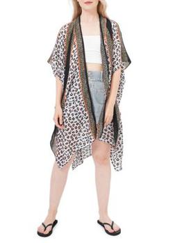 商品Save The Ocean | Leopard Chiffon Cover-Up Kimono,商家Saks OFF 5TH,价格¥265图片