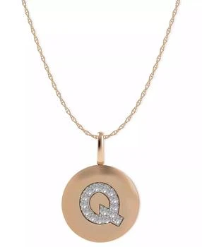 Macy's | 14k Rose Gold Necklace, Diamond Accent Letter Q Disk Pendant,商家Macy's,价格¥1330