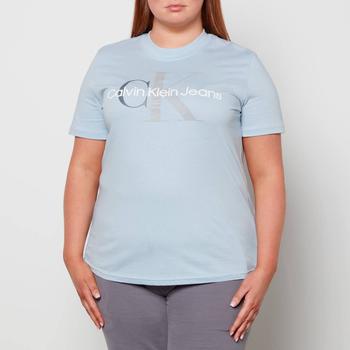推荐Calvin Klein Jeans Women's Plus Two Tone Monogram T-Shirt - Bayshore Blue商品