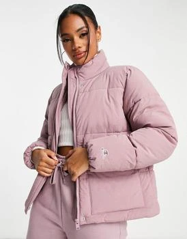 推荐Champion small logo puffer jacket in purple商品