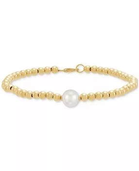 Macy's | Cultured Freshwater Pearl (8-8.5mm) & Bead Bracelet in 14k Yellow Gold,商家Macy's,价格¥10761