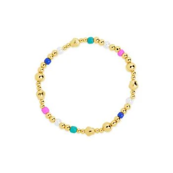 Sterling Forever | Gold-Tone or Silver-Tone Colored and Cultured Pearl Beaded Truvy Stretch Bracelet,商家Macy's,价格¥476