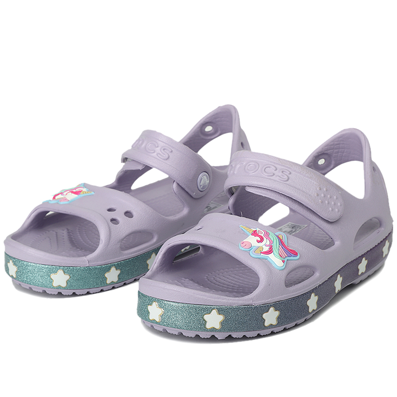 Crocs高帮鞋, Crocs | Crocsfl unicorn charm sandal g趣味学院独角兽儿童休闲凉鞋商品图片 2.7折, 包邮包税
