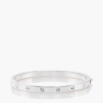 kate spade new york, Kate Spade | Kate Spade New York Women's Metal Stone Hinged Bangle - Clear/Silver商品图片 