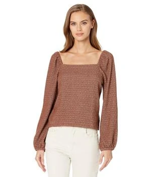 Madewell | Jacquard Puff-Sleeve Button-Front Crop Top 