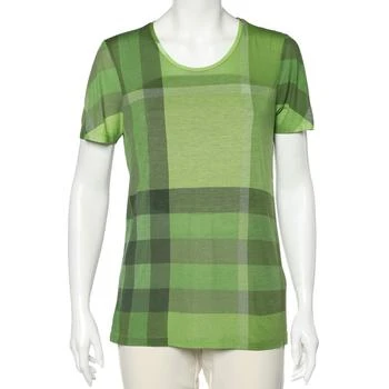 推荐Burberry Brit Green Checkered Modal Knit Round Neck T-Shirt M商品
