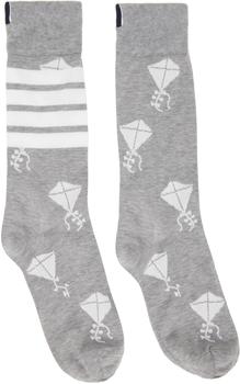 推荐Grey 4-Bar Stripe Kite Icon Socks商品