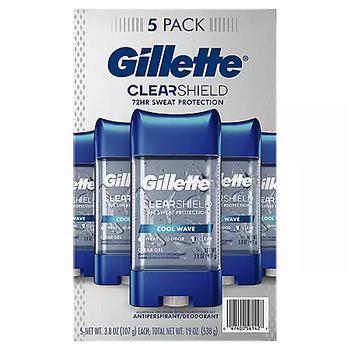商品Gillette | Gillette Cool Wave Clear Gel Men's Antiperspirant and Deodorant (3.8 oz., 5 pk.),商家Sam's Club,价格¥141图片