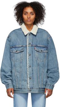 李维斯外套, Levi's | Blue Denim Sherpa Big & Tall Type 3 Trucker Jacket商品图片 额外8.5折, 额外八五折